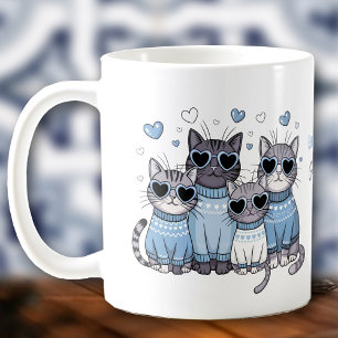 Caneca De Café Nome Personalizado Azul do Namorados de Gato Gato-