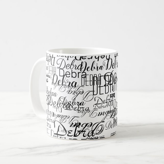 Caneca De Café Nome Personalizado . básico personalizado branco (Frente Esquerda)