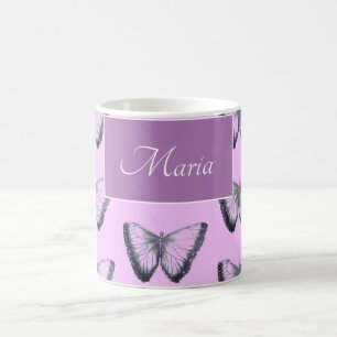 Caneca De Café Nome Personalizado Bela Borboleta