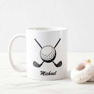 Caneca De Café Nome personalizado Bola de golfe Golfer Golfing