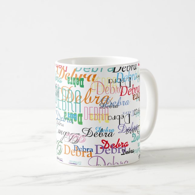 Caneca De Café nome personalizado . branco básico personalizado (Frente Esquerda)