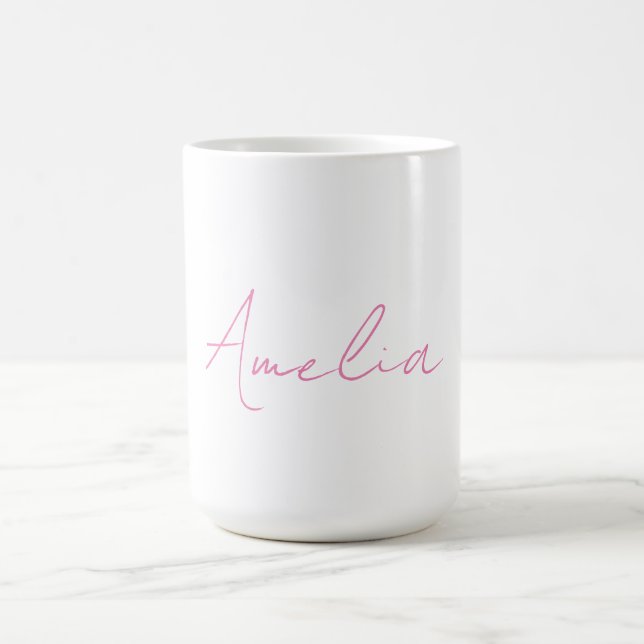 Caneca De Café Nome Personalizado Branco Elegante de Caligrafia R (Centro)