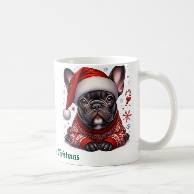 Caneca De Café Nome personalizado, buldogue francês (Direita)