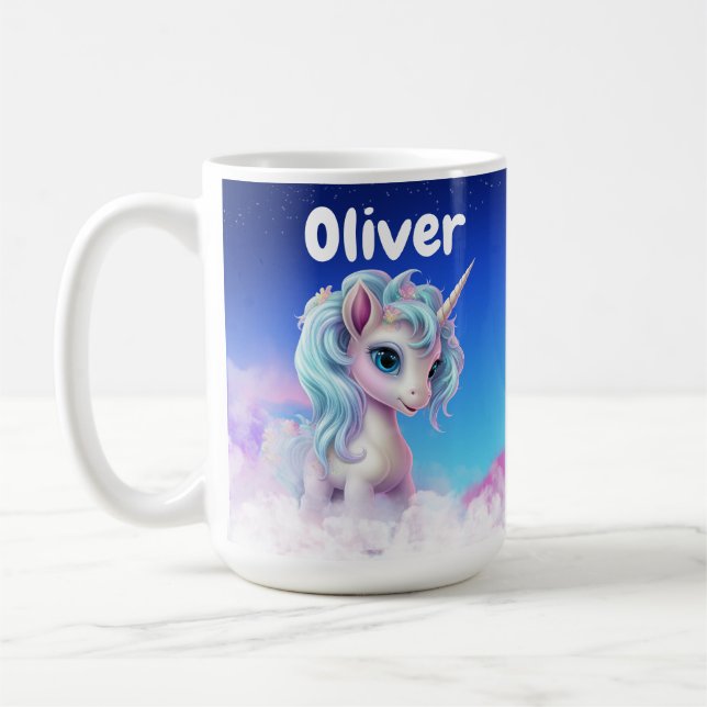 Caneca De Café Nome personalizado caneta Unicorn (Esquerda)