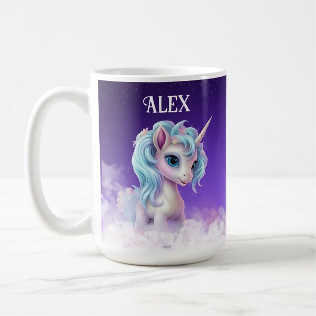 Caneca De Café Nome personalizado caneta Unicorn (Esquerda)