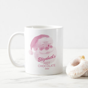 Caneca De Café Nome Personalizado Chocolate Quente de Natal Rosa