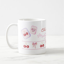 Caneca De Café Nome Personalizado Coquette Mahjong Fuel Laços Ros