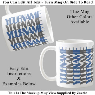 Caneca De Café Nome Personalizado Curto Customizado Blu Mensagem