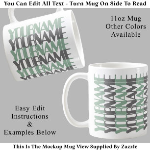 Caneca De Café Nome Personalizado Curto Customizado Mensagem Ocul