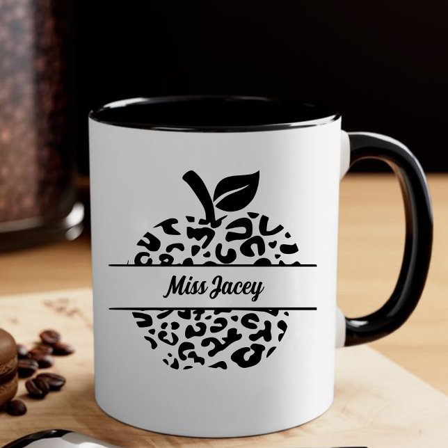 Caneca De Café Nome Personalizado da Apple do Professor, Professo (Custom Teacher, Gift For Teacher, Apple Teacher, Personalized Name Teacher mug)