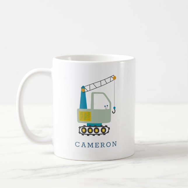 Caneca De Café Nome Personalizado da Arte do Caminhão de Elevação (Esquerda)