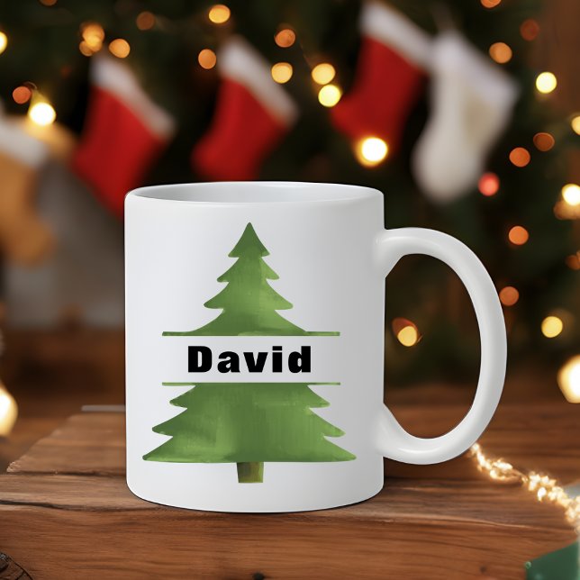 Caneca De Café Nome Personalizado da Árvore de Natal Personalizad (Personalized Christmas Tree Custom Name Coffee Mug
)