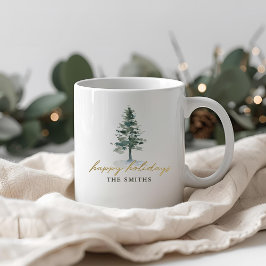 Caneca De Café Nome Personalizado da Árvore de Natal Snowy