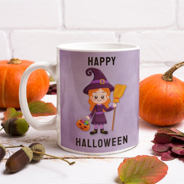 Caneca De Café Nome Personalizado da Bruxa de Halloween para Cria (Criador carregado)