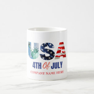 Caneca De Café Nome Personalizado Da Empresa 4 De Julho Patriótic