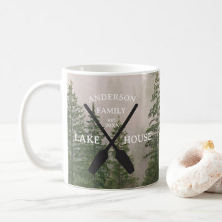 Caneca De Café Nome Personalizado da Família Lake House