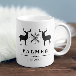 Caneca De Café Nome Personalizado da Família Woodland Deer