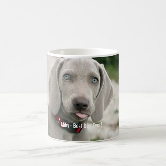 Caneca De Café Nome personalizado da foto do cão de Weimaraner e (Centro)