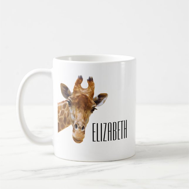 Caneca De Café Nome Personalizado da Girafa Bestial (Esquerda)