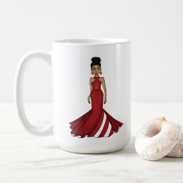 Caneca De Café Nome Personalizado da Ilustração de Moda Peppermin (Com Donut)