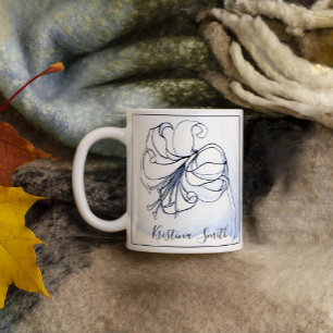Caneca De Café Nome Personalizado da Lily Azul e Branco do Pastel