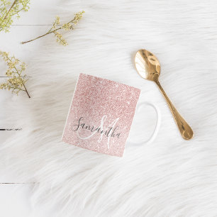 Caneca De Café Nome Personalizado da Lista de Estilos Rosa Modern