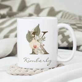 Caneca De Café Nome Personalizado da Orquídea Floral do K Boho in