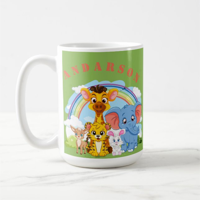 Caneca De Café Nome Personalizado da Selva Animal (Esquerda)