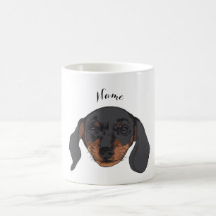Caneca De Café Nome personalizado Dachshund Art