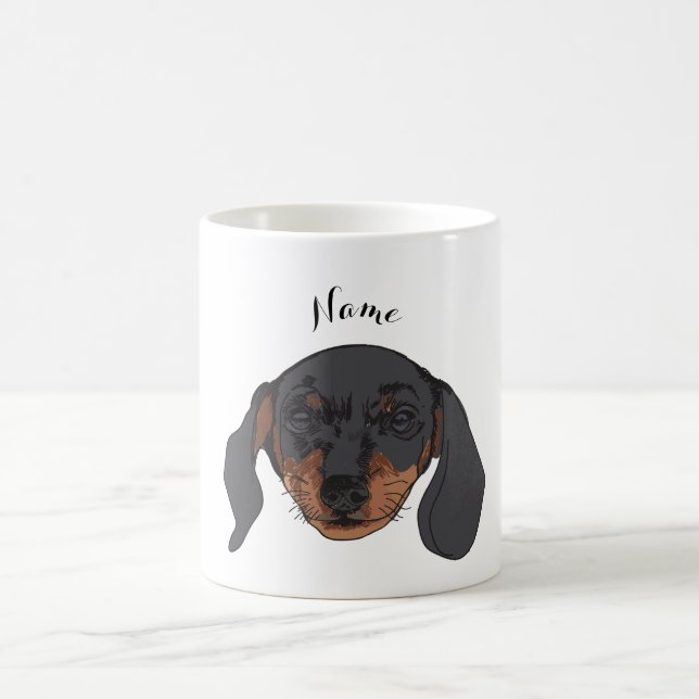 Caneca De Café Nome personalizado Dachshund Art (Centro)