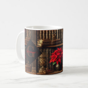 Caneca De Café Nome Personalizado Dark Academia Poinsettia Booksh