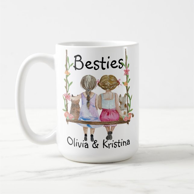 Caneca De Café Nome Personalizado de Amigo Gift Mug Bestie Girls  (Esquerda)