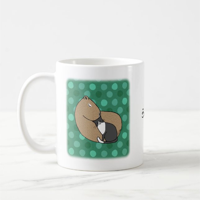 Caneca De Café Nome Personalizado de Amizade de Gato de Capybara  (Esquerda)