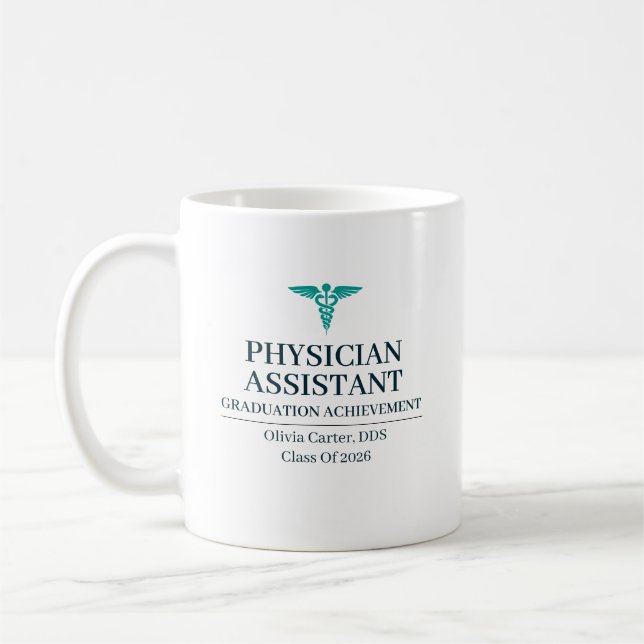 Caneca De Café Nome Personalizado de Assistente Médico Desde Ano (Esquerda)