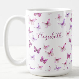 Caneca De Café Nome Personalizado de Bordas Rosa bonito