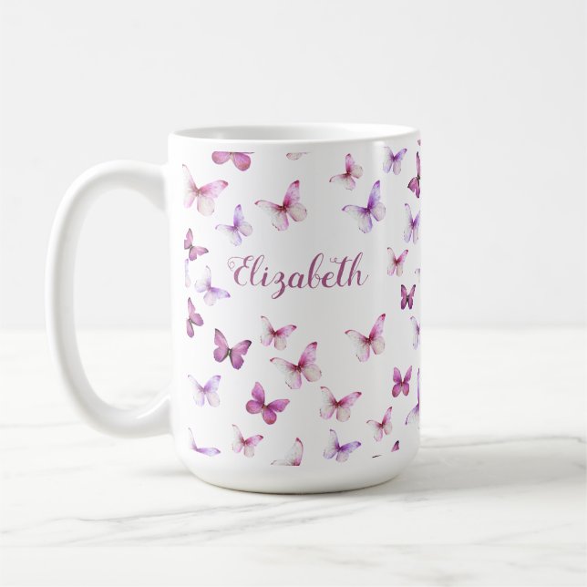 Caneca De Café Nome Personalizado de Bordas Rosa bonito (Esquerda)