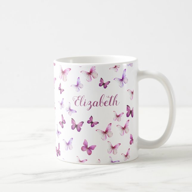 Caneca De Café Nome Personalizado de Bordas Rosa bonito (Direita)