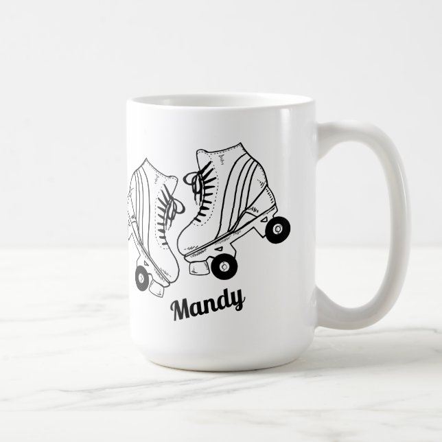 Caneca De Café Nome Personalizado de Desenho do Cilindro Minimali (Direita)