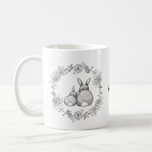 Caneca De Café Nome personalizado de desenho monocromático de ti