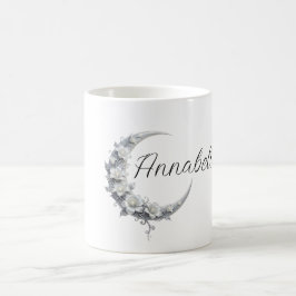 Caneca De Café Nome Personalizado de Deusa Lunar Celestial Floral
