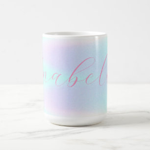 Caneca De Café Nome Personalizado de Gradiente Holográfico Irides