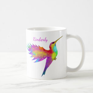 Caneca De Café Nome Personalizado de Hummingbird Voador Mug