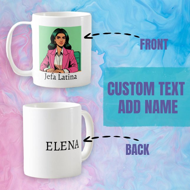 Caneca De Café Nome personalizado de Jefa Latina Pop Art (Jefa Latina Pop Art Custom Name Coffee Mug.)