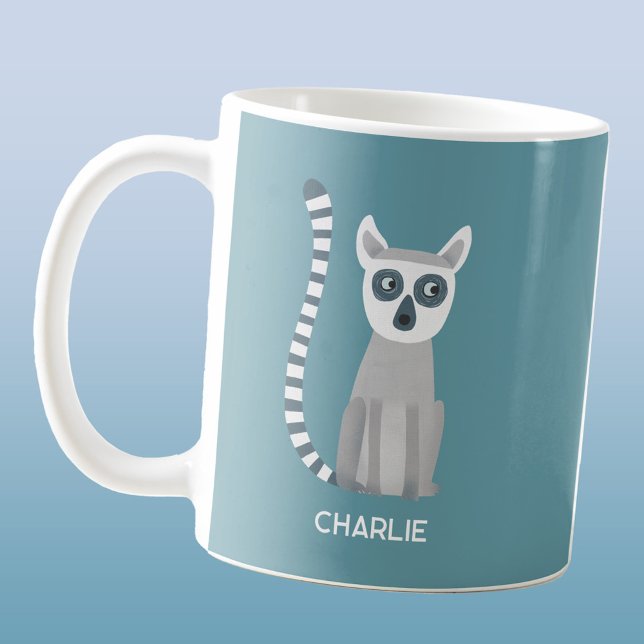 Caneca De Café Nome Personalizado de Lemur Personalizado de Toque (Fun Ring Tailed Lemur personalized custom name coffee mug)