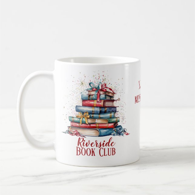 Caneca De Café Nome Personalizado de Natal do Clube de Livro (Esquerda)