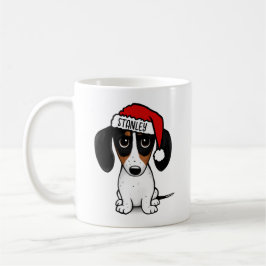 Caneca De Café Nome Personalizado de Papais noeis Dachshund Pieba