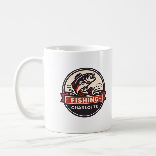 Caneca De Café Nome Personalizado de Pesca (Esquerda)