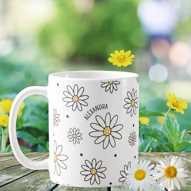 Caneca De Café Nome Personalizado de Pontos e Visitas Adoráveis (Criador carregado)