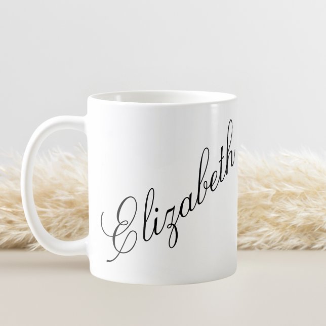 Caneca De Café Nome Personalizado de Script Elegante (Criador carregado)
