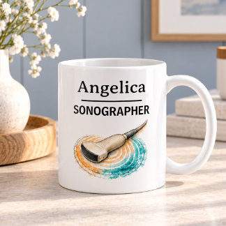 Caneca De Café Nome Personalizado de Transdutor de SONÓGRAFO